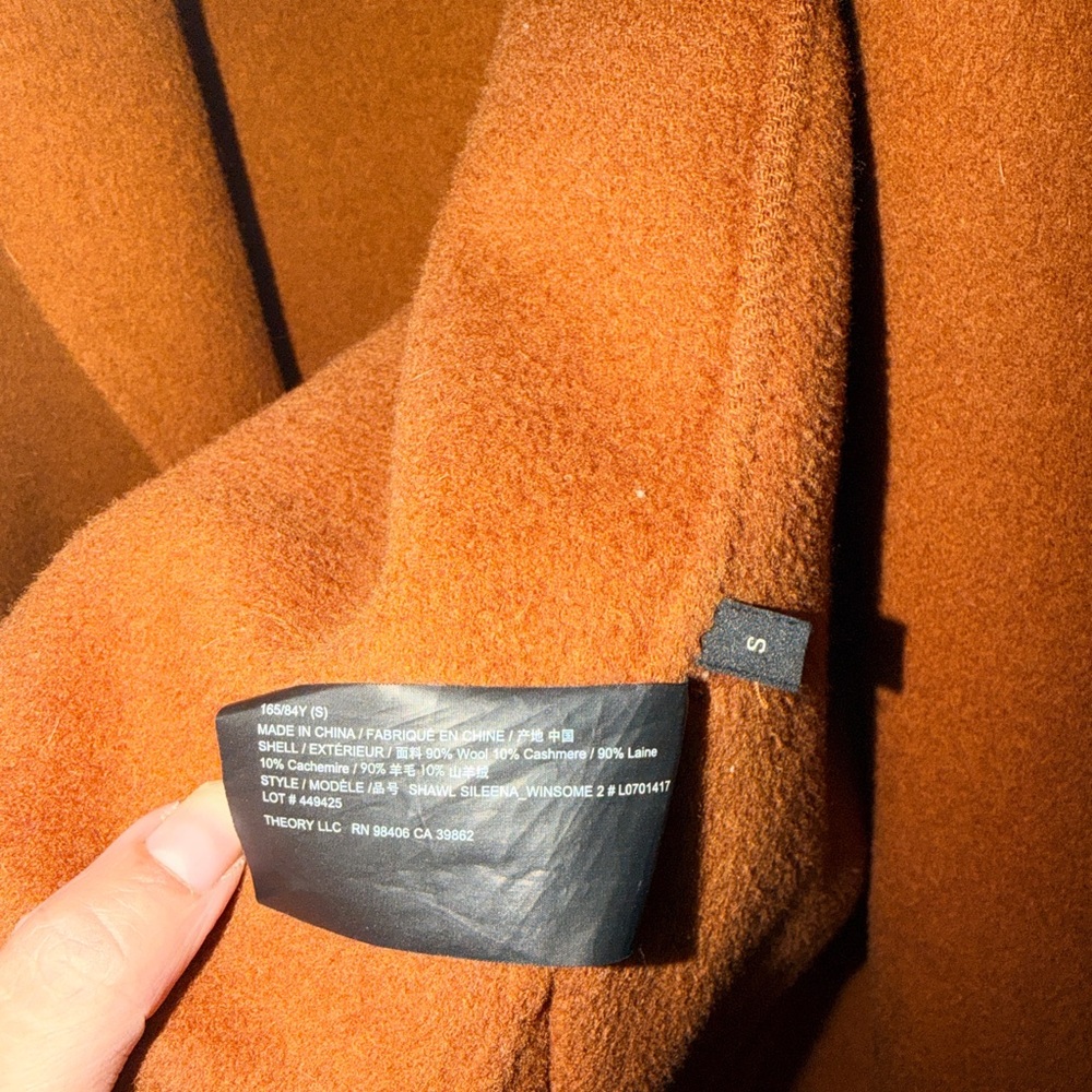 Theory Sileena Shawl Wool & Cashmere-Blend Coat (Clairene) - Copper S - Picture 3 of 7